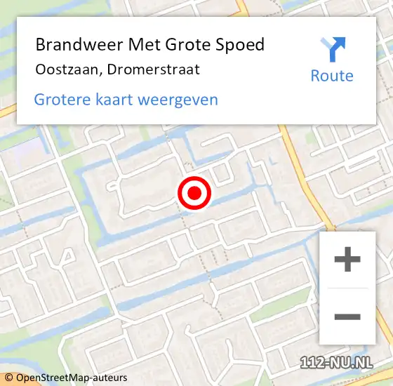 Locatie op kaart van de 112 melding: Brandweer Met Grote Spoed Naar Oostzaan, Dromerstraat op 16 september 2022 10:44