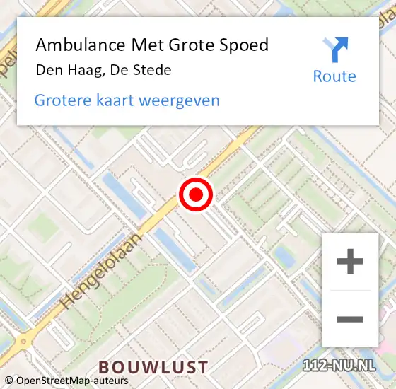 Locatie op kaart van de 112 melding: Ambulance Met Grote Spoed Naar Den Haag, De Stede op 16 september 2022 10:53