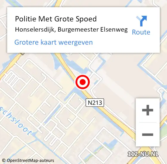 Locatie op kaart van de 112 melding: Politie Met Grote Spoed Naar Honselersdijk, Burgemeester Elsenweg op 16 september 2022 10:53