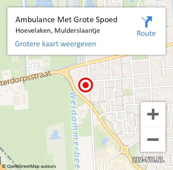 Locatie op kaart van de 112 melding: Ambulance Met Grote Spoed Naar Hoevelaken, Mulderslaantje op 16 september 2022 10:57