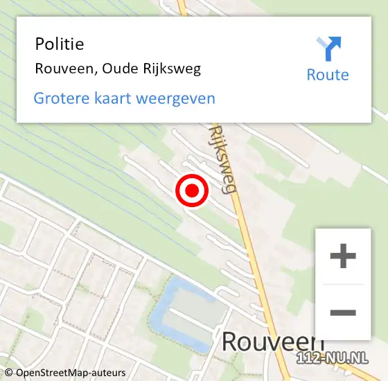 Locatie op kaart van de 112 melding: Politie Rouveen, Oude Rijksweg op 16 september 2022 11:17