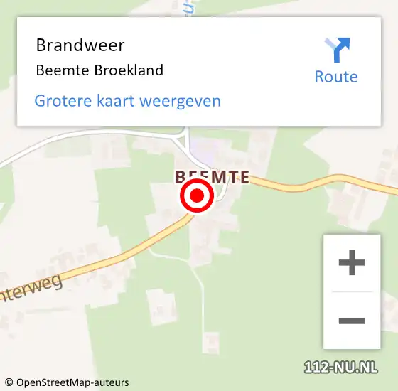 Locatie op kaart van de 112 melding: Brandweer Beemte Broekland op 16 september 2022 11:46