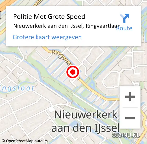 Locatie op kaart van de 112 melding: Politie Met Grote Spoed Naar Nieuwerkerk aan den IJssel, Ringvaartlaan op 16 september 2022 11:49