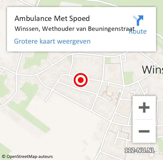 Locatie op kaart van de 112 melding: Ambulance Met Spoed Naar Winssen, Wethouder van Beuningenstraat op 16 september 2022 11:58