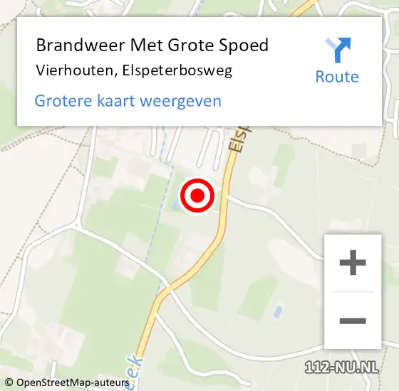 Locatie op kaart van de 112 melding: Brandweer Met Grote Spoed Naar Vierhouten, Elspeterbosweg op 16 september 2022 12:02