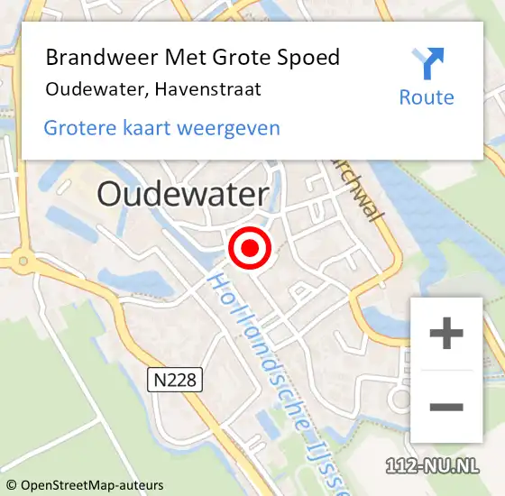 Locatie op kaart van de 112 melding: Brandweer Met Grote Spoed Naar Oudewater, Havenstraat op 16 september 2022 12:09