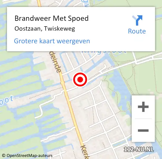 Locatie op kaart van de 112 melding: Brandweer Met Spoed Naar Oostzaan, Twiskeweg op 16 september 2022 12:17