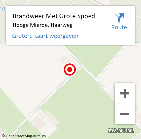 Locatie op kaart van de 112 melding: Brandweer Met Grote Spoed Naar Hooge Mierde, Haarweg op 16 september 2022 12:21