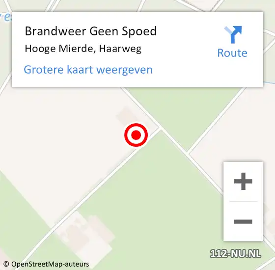 Locatie op kaart van de 112 melding: Brandweer Geen Spoed Naar Hooge Mierde, Haarweg op 16 september 2022 12:23