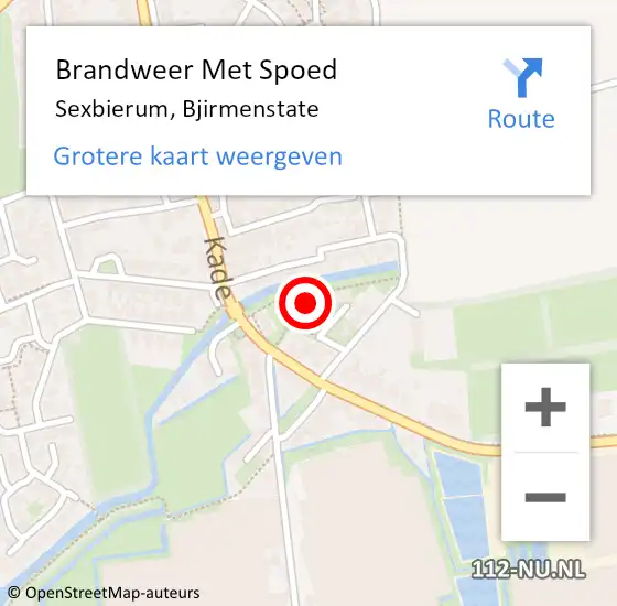 Locatie op kaart van de 112 melding: Brandweer Met Spoed Naar Sexbierum, Bjirmenstate op 16 september 2022 12:46