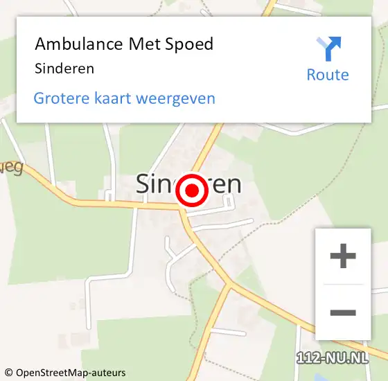 Locatie op kaart van de 112 melding: Ambulance Met Spoed Naar Sinderen op 16 september 2022 12:48