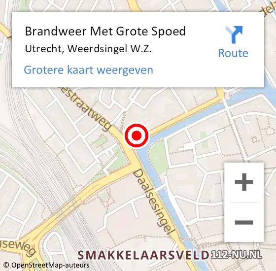 Locatie op kaart van de 112 melding: Brandweer Met Grote Spoed Naar Utrecht, Weerdsingel W.Z. op 16 september 2022 12:57