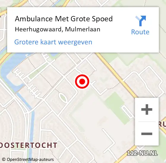 Locatie op kaart van de 112 melding: Ambulance Met Grote Spoed Naar Heerhugowaard, Mulmerlaan op 16 september 2022 12:58