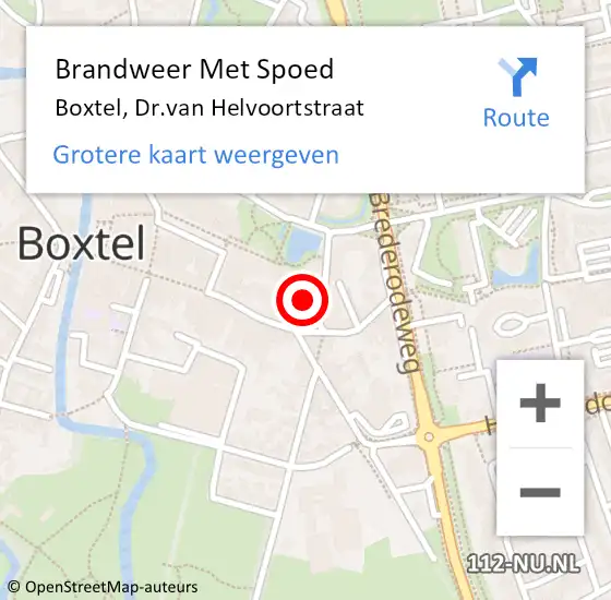 Locatie op kaart van de 112 melding: Brandweer Met Spoed Naar Boxtel, Dr.van Helvoortstraat op 16 september 2022 12:59