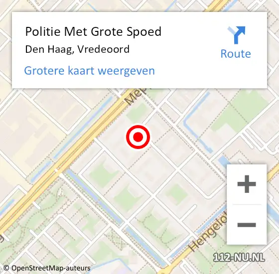 Locatie op kaart van de 112 melding: Politie Met Grote Spoed Naar Den Haag, Vredeoord op 16 september 2022 13:13