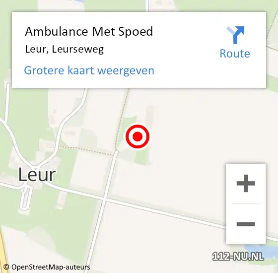 Locatie op kaart van de 112 melding: Ambulance Met Spoed Naar Leur, Leurseweg op 16 september 2022 13:16