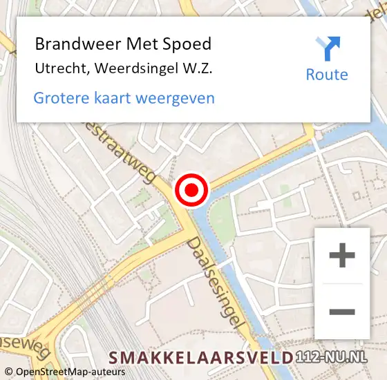 Locatie op kaart van de 112 melding: Brandweer Met Spoed Naar Utrecht, Weerdsingel W.Z. op 16 september 2022 13:26