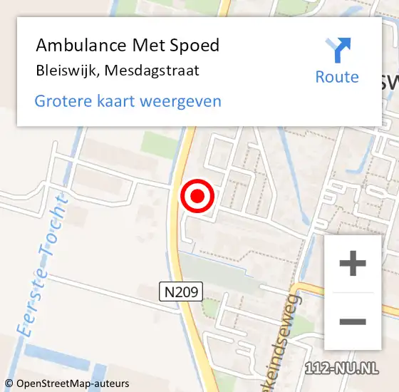 Locatie op kaart van de 112 melding: Ambulance Met Spoed Naar Bleiswijk, Mesdagstraat op 16 september 2022 13:33