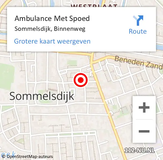 Locatie op kaart van de 112 melding: Ambulance Met Spoed Naar Sommelsdijk, Binnenweg op 16 september 2022 13:49