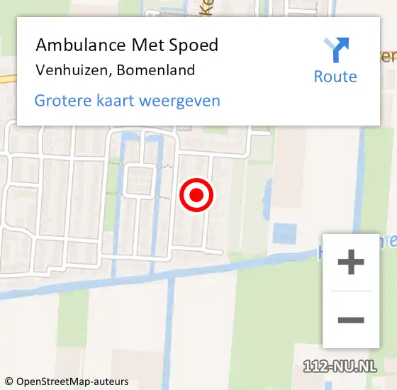 Locatie op kaart van de 112 melding: Ambulance Met Spoed Naar Venhuizen, Bomenland op 16 september 2022 14:28