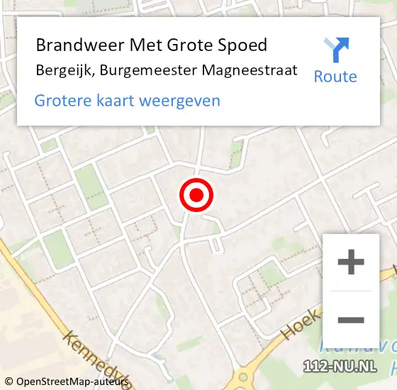 Locatie op kaart van de 112 melding: Brandweer Met Grote Spoed Naar Bergeijk, Burgemeester Magneestraat op 16 september 2022 14:45