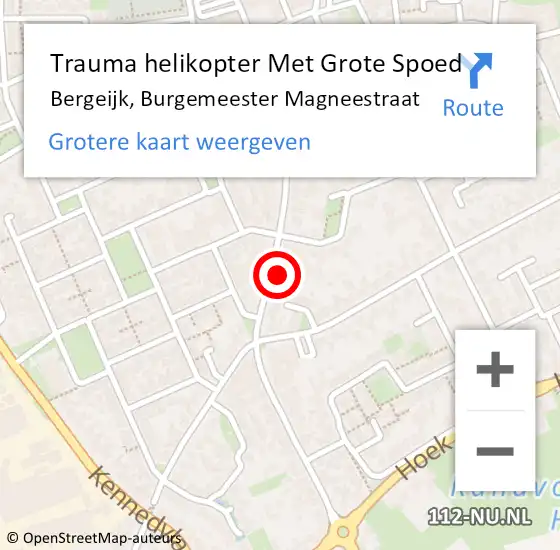 Locatie op kaart van de 112 melding: Trauma helikopter Met Grote Spoed Naar Bergeijk, Burgemeester Magneestraat op 16 september 2022 14:46
