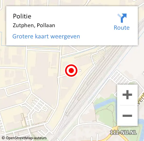 Locatie op kaart van de 112 melding: Politie Zutphen, Pollaan op 16 september 2022 15:04