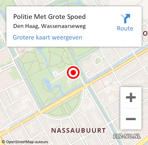 Locatie op kaart van de 112 melding: Politie Met Grote Spoed Naar Den Haag, Wassenaarseweg op 16 september 2022 15:11