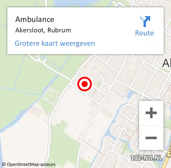 Locatie op kaart van de 112 melding: Ambulance Akersloot, Rubrum op 16 september 2022 15:12