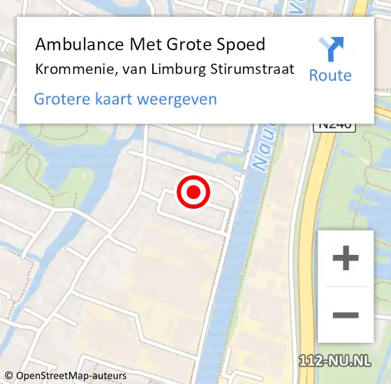 Locatie op kaart van de 112 melding: Ambulance Met Grote Spoed Naar Krommenie, van Limburg Stirumstraat op 16 september 2022 15:15