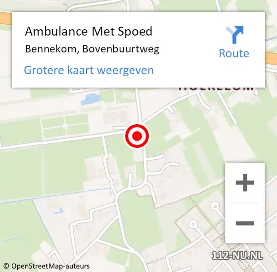 Locatie op kaart van de 112 melding: Ambulance Met Spoed Naar Bennekom, Bovenbuurtweg op 16 september 2022 15:19