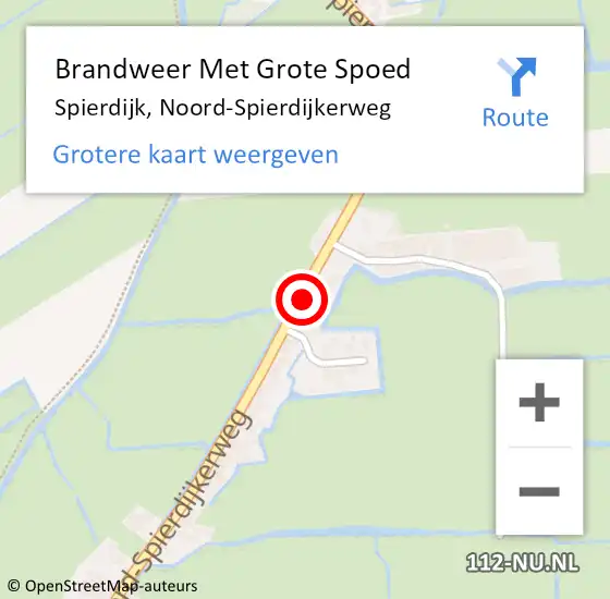 Locatie op kaart van de 112 melding: Brandweer Met Grote Spoed Naar Spierdijk, Noord-Spierdijkerweg op 16 september 2022 15:34