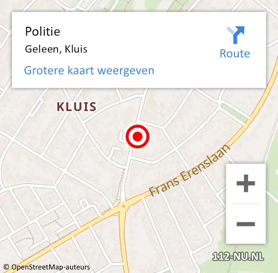 Locatie op kaart van de 112 melding: Politie Geleen, Kluis op 16 september 2022 16:00