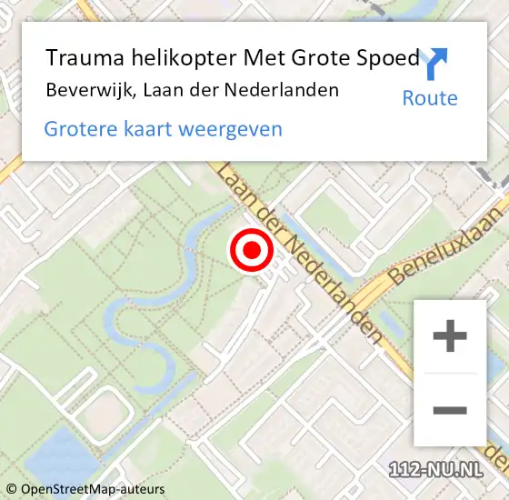 Locatie op kaart van de 112 melding: Trauma helikopter Met Grote Spoed Naar Beverwijk, Laan der Nederlanden op 16 september 2022 16:07