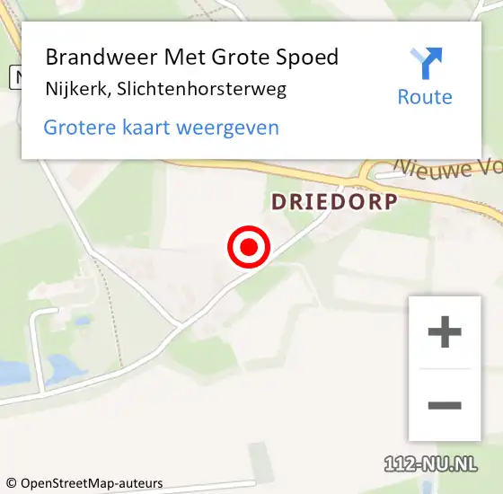 Locatie op kaart van de 112 melding: Brandweer Met Grote Spoed Naar Nijkerk, Slichtenhorsterweg op 16 september 2022 16:18