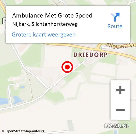 Locatie op kaart van de 112 melding: Ambulance Met Grote Spoed Naar Nijkerk, Slichtenhorsterweg op 16 september 2022 16:19