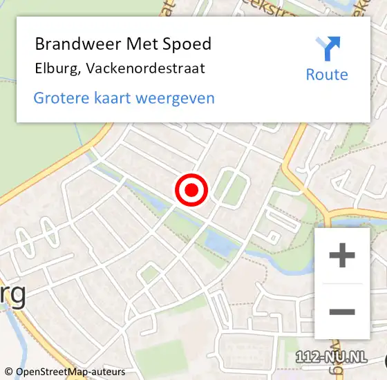 Locatie op kaart van de 112 melding: Brandweer Met Spoed Naar Elburg, Vackenordestraat op 16 september 2022 16:19