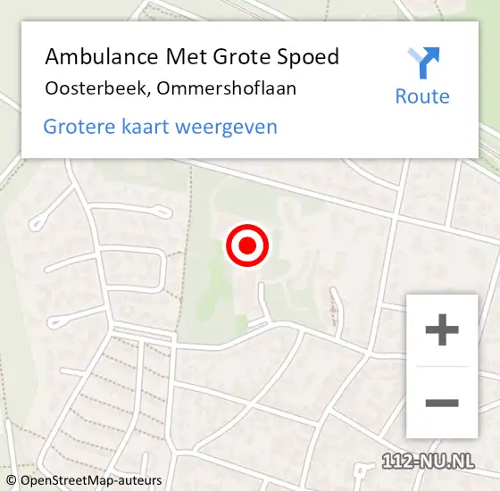 Locatie op kaart van de 112 melding: Ambulance Met Grote Spoed Naar Oosterbeek, Ommershoflaan op 16 september 2022 16:32