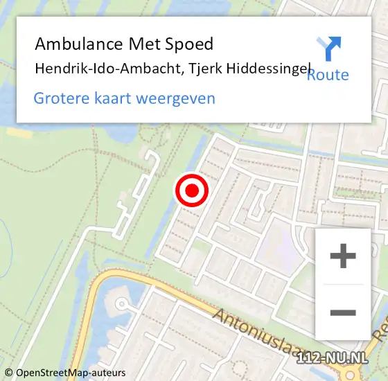 Locatie op kaart van de 112 melding: Ambulance Met Spoed Naar Hendrik-Ido-Ambacht, Tjerk Hiddessingel op 16 september 2022 16:36