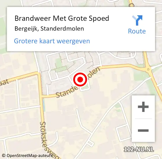 Locatie op kaart van de 112 melding: Brandweer Met Grote Spoed Naar Bergeijk, Standerdmolen op 16 september 2022 16:49