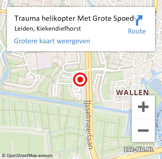 Locatie op kaart van de 112 melding: Trauma helikopter Met Grote Spoed Naar Leiden, Kiekendiefhorst op 16 september 2022 17:32