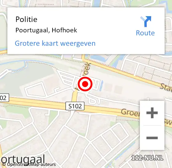 Locatie op kaart van de 112 melding: Politie Poortugaal, Hofhoek op 16 september 2022 17:39