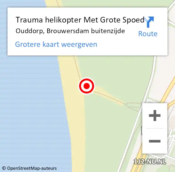 Locatie op kaart van de 112 melding: Trauma helikopter Met Grote Spoed Naar Ouddorp, Brouwersdam buitenzijde op 16 september 2022 17:40