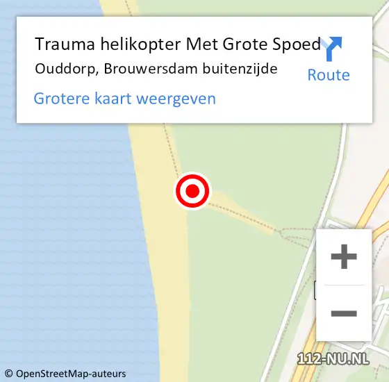 Locatie op kaart van de 112 melding: Trauma helikopter Met Grote Spoed Naar Ouddorp, Brouwersdam buitenzijde op 16 september 2022 17:43
