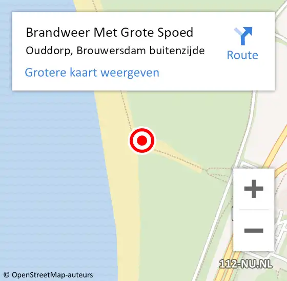 Locatie op kaart van de 112 melding: Brandweer Met Grote Spoed Naar Ouddorp, Brouwersdam buitenzijde op 16 september 2022 17:44