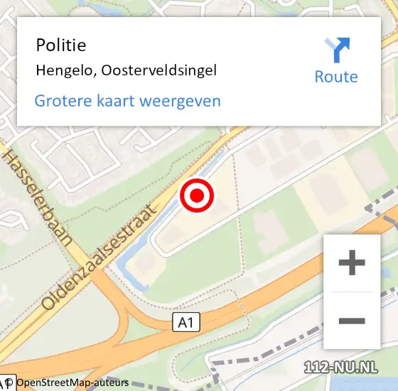 Locatie op kaart van de 112 melding: Politie Hengelo, Oosterveldsingel op 16 september 2022 18:08