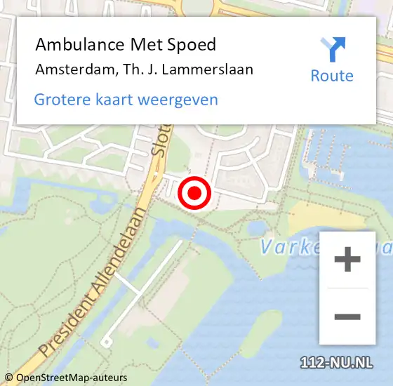 Locatie op kaart van de 112 melding: Ambulance Met Spoed Naar Amsterdam, Th. J. Lammerslaan op 16 september 2022 18:13