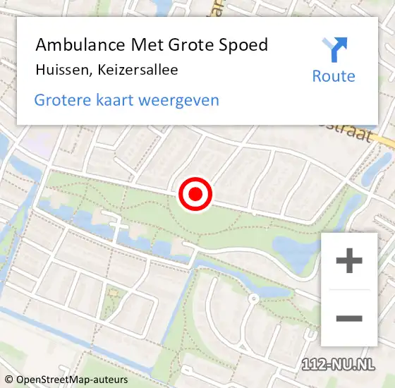 Locatie op kaart van de 112 melding: Ambulance Met Grote Spoed Naar Huissen, Keizersallee op 16 september 2022 18:15