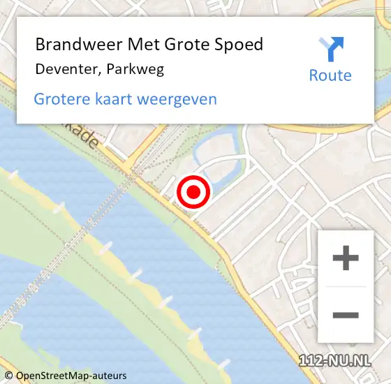 Locatie op kaart van de 112 melding: Brandweer Met Grote Spoed Naar Deventer, Parkweg op 29 juli 2014 14:10