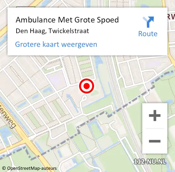 Locatie op kaart van de 112 melding: Ambulance Met Grote Spoed Naar Den Haag, Twickelstraat op 16 september 2022 18:33